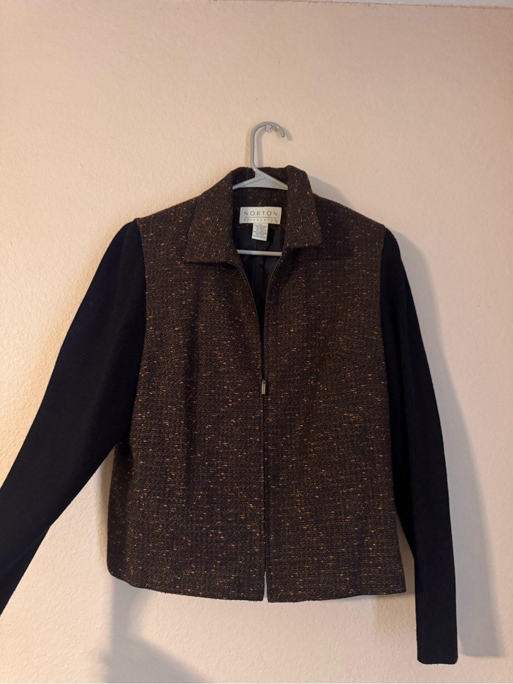 Norton McNaughton Brown Tweed Jacket with Black Sleeves